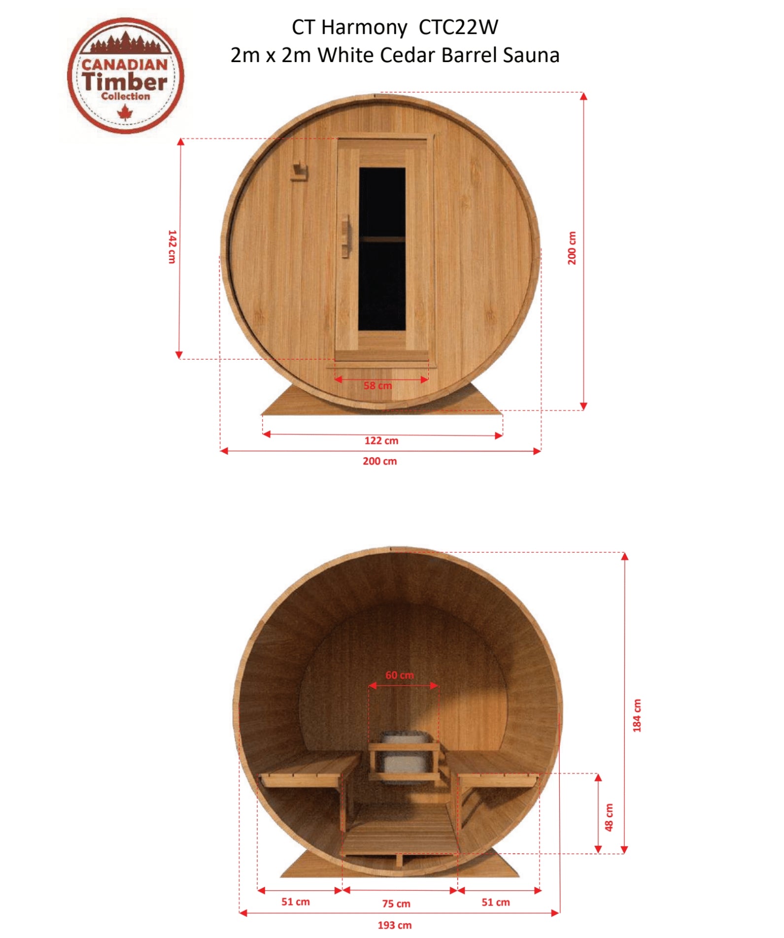 Leisurecraft CT Harmony Barrel Sauna