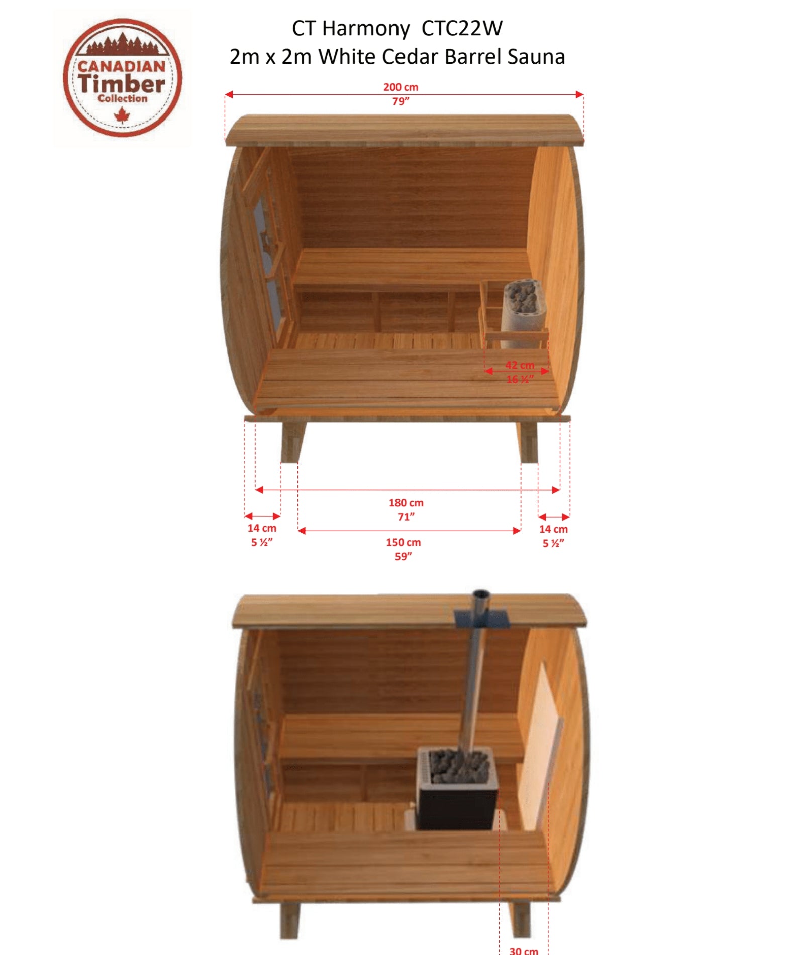 Leisurecraft CT Harmony Barrel Sauna