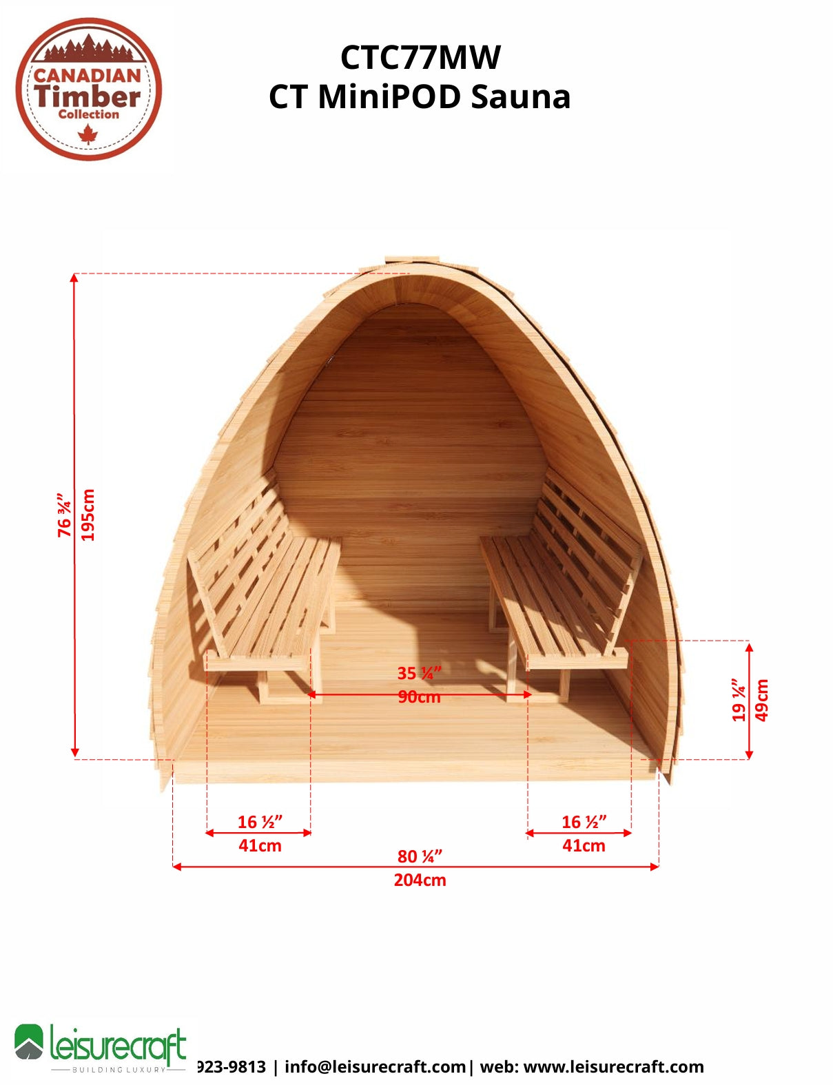 Leisurecraft CT MiniPOD Sauna