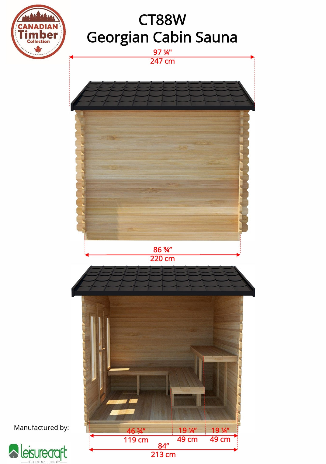 Leisurecraft CT Georgian Cabin Sauna