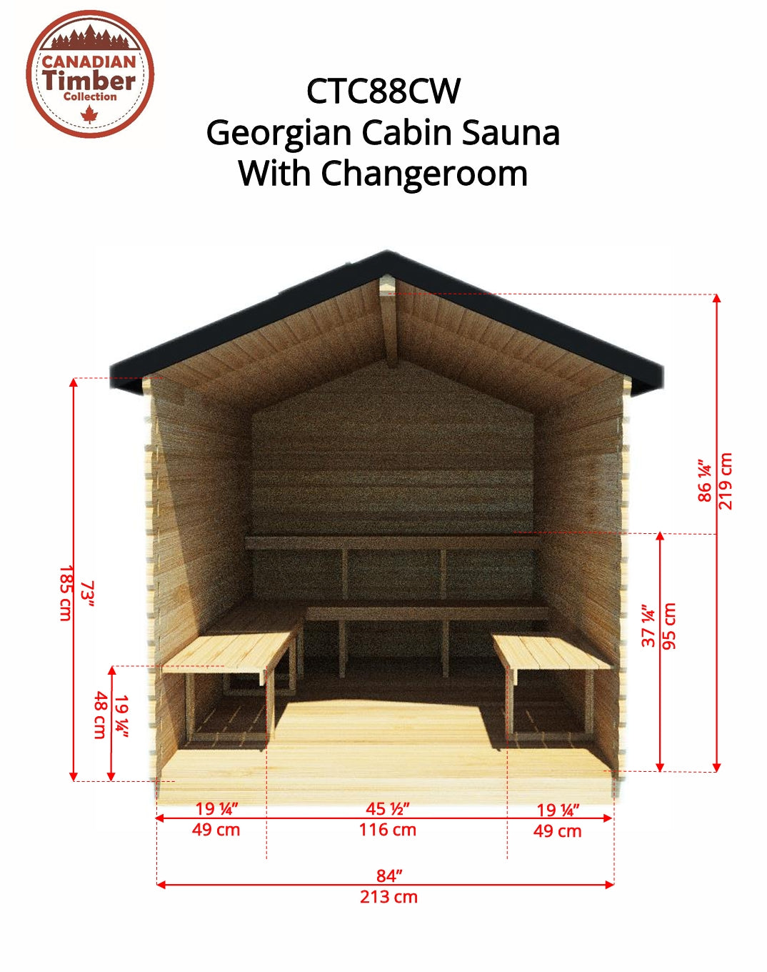 Leisurecraft CT Georgian Cabin Sauna with Changeroom