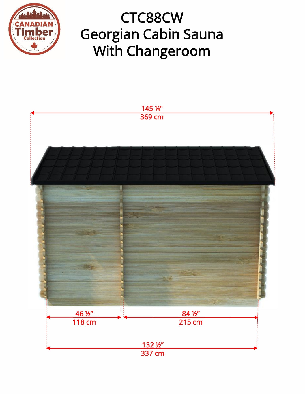 Leisurecraft CT Georgian Cabin Sauna with Changeroom