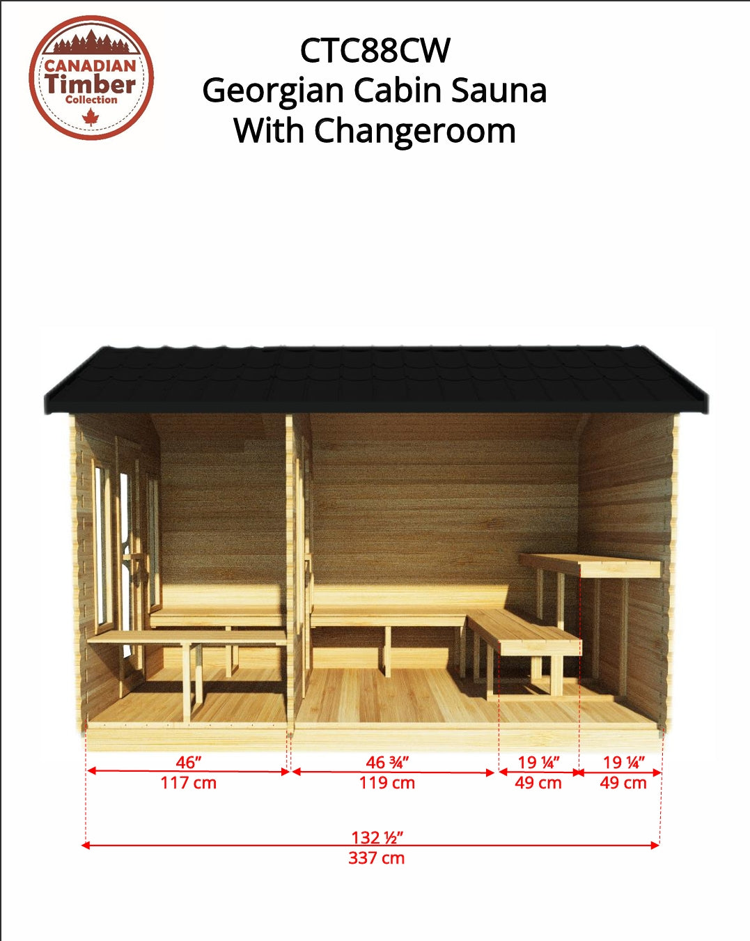 Leisurecraft CT Georgian Cabin Sauna with Changeroom