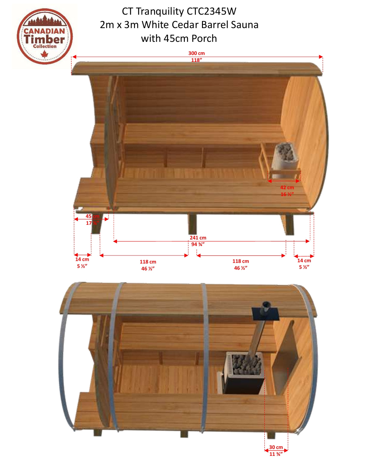 Leisurecraft CT Tranquility Barrel Sauna