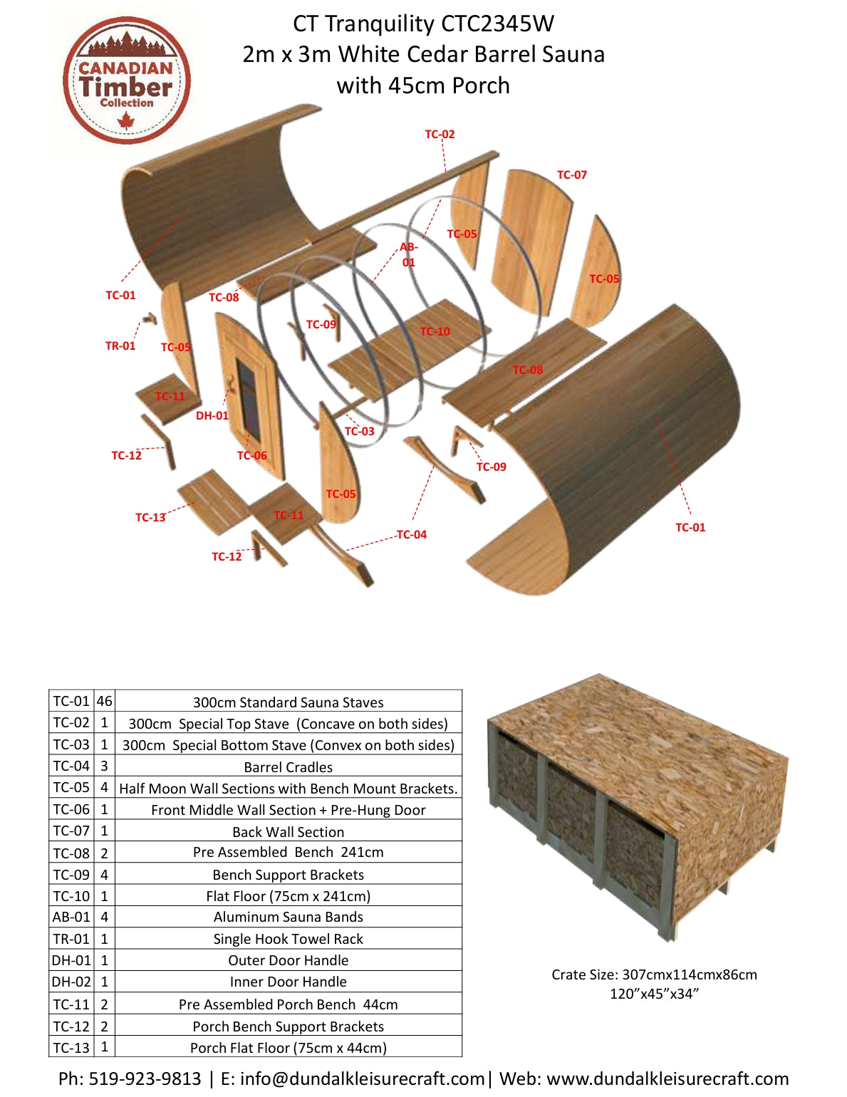 Leisurecraft CT Tranquility Barrel Sauna