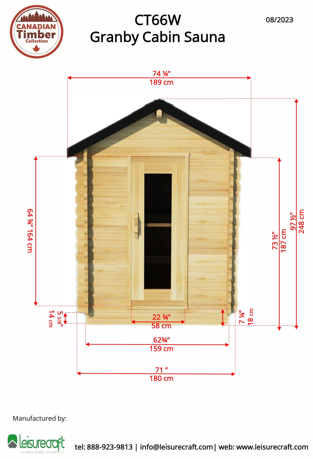 Leisurecraft CT Granby Cabin Sauna