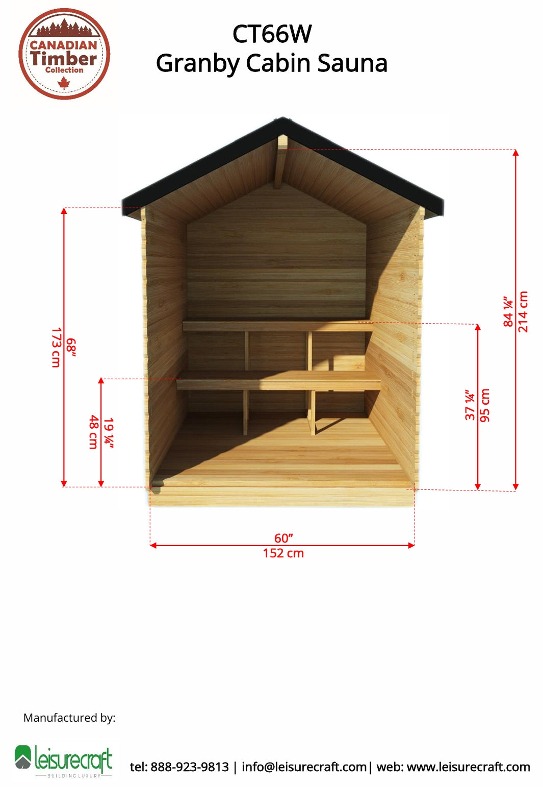 Leisurecraft CT Granby Cabin Sauna