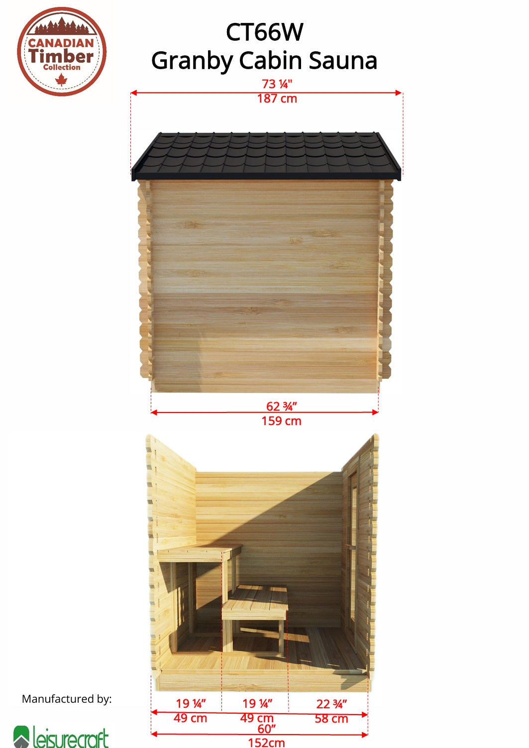 Leisurecraft CT Granby Cabin Sauna