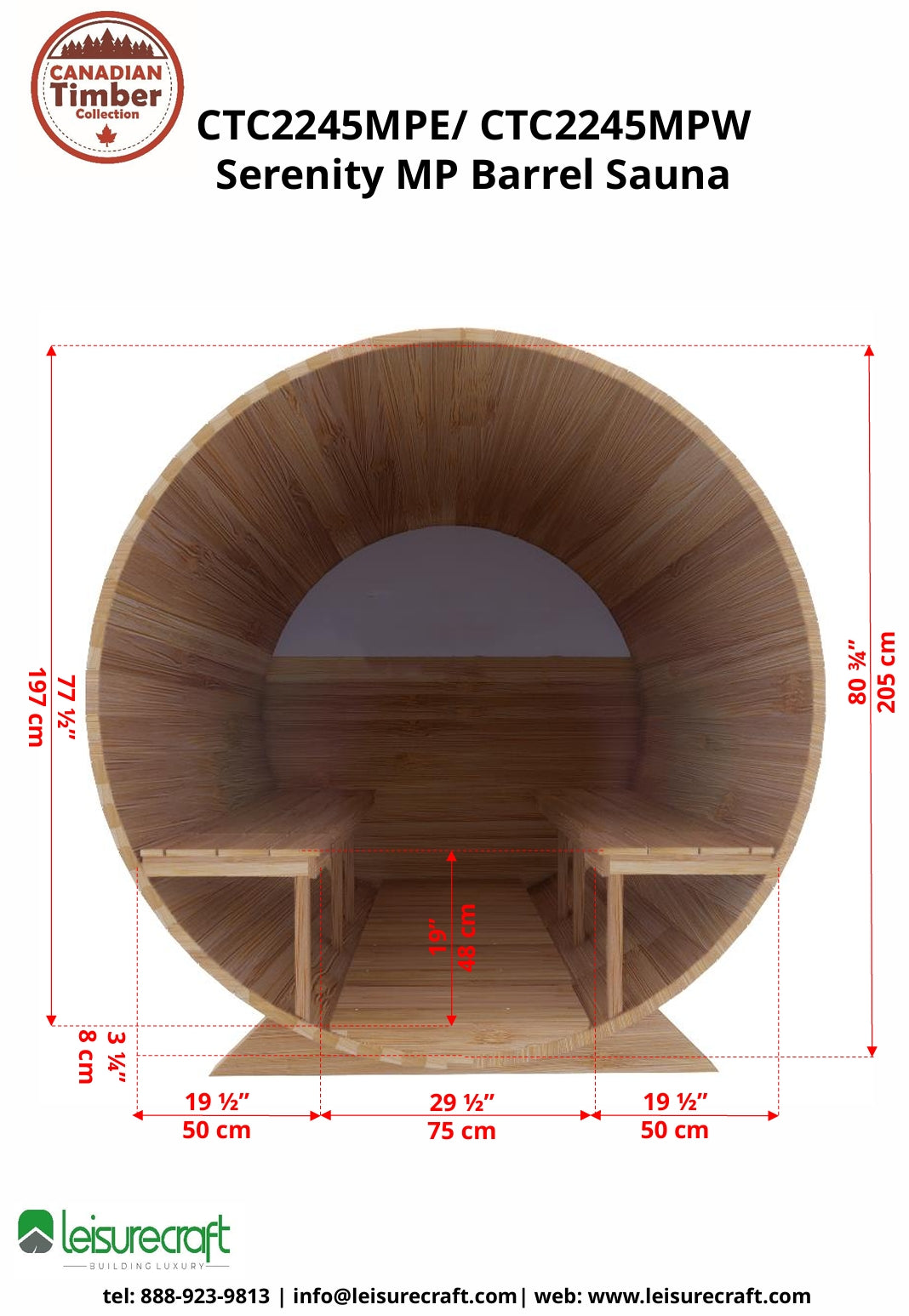 Leisurecraft CT Serenity MP Barrel Sauna
