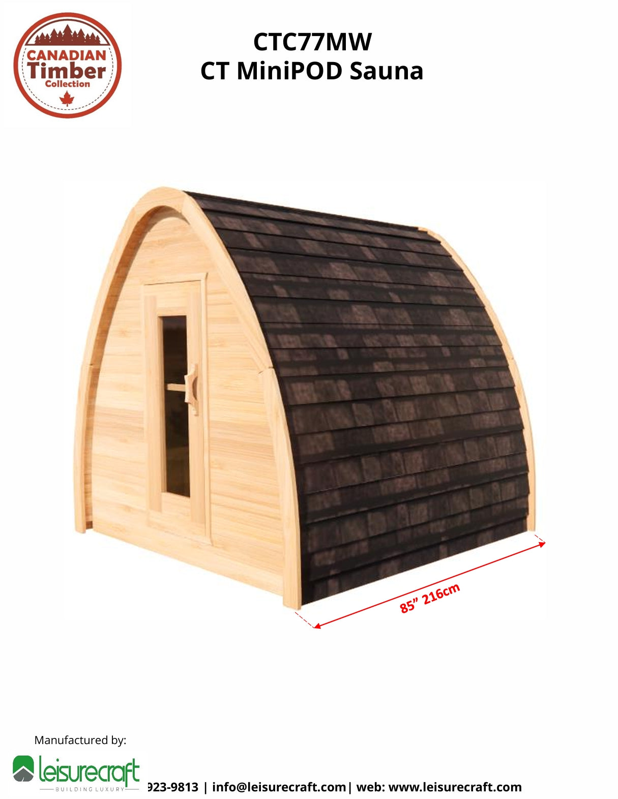 Leisurecraft CT MiniPOD Sauna