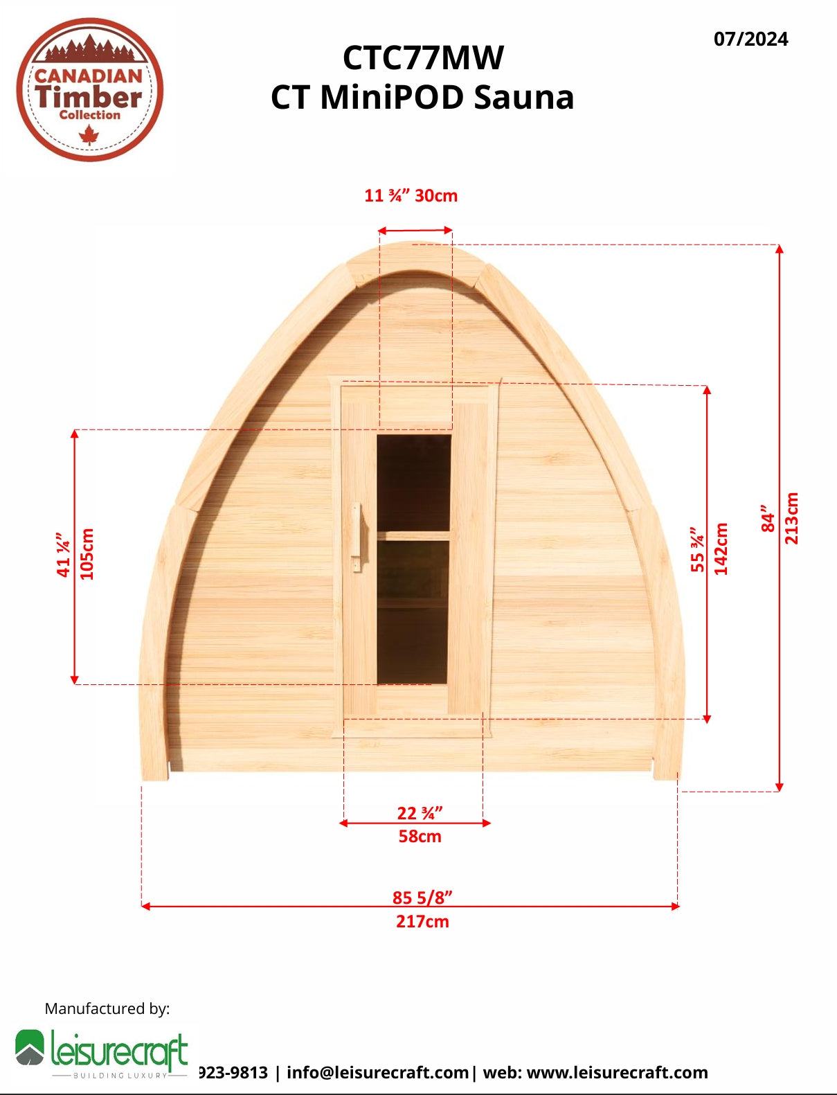 Leisurecraft CT MiniPOD Sauna